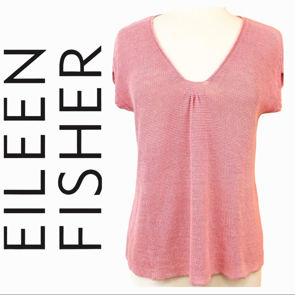 Eileen Fisher Hemp Sustainable Sweater Knit Top Pink